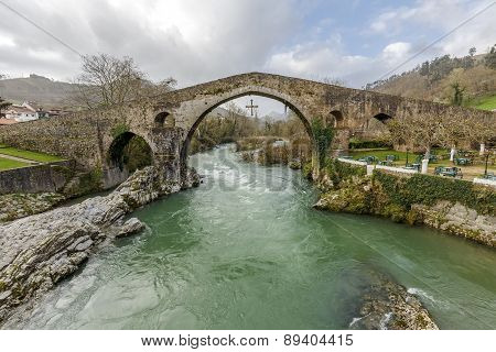 Roman Stone Bridge In Cangas De Onis