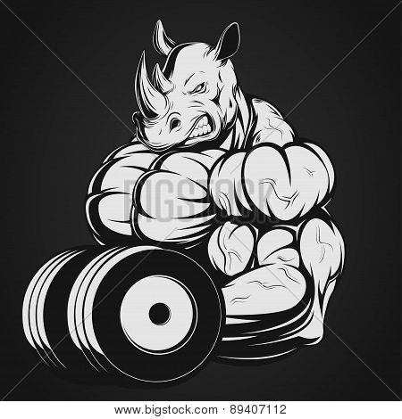 Rhino with dumbbell