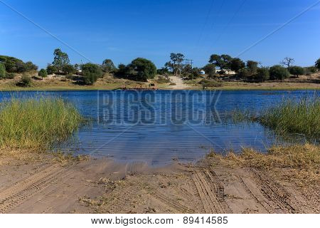 Crossing River Ferry Africa Botswana