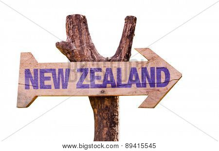 New Zealand wooden sign isolated on white background