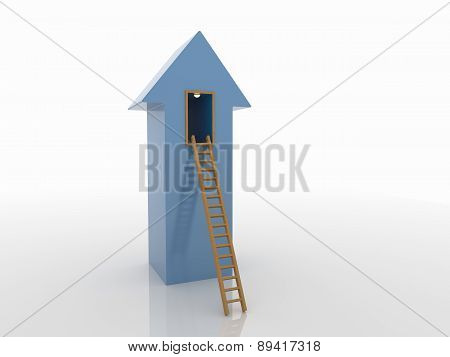 Ladder To Arrow Achievement 3D Concept