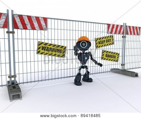 3D Render of an Android builder at costruction site