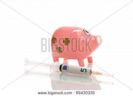 Pink Money Pigg With Euro