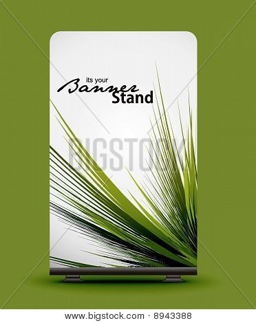 een rolup-display met stand spandoekontwerp sjabloon