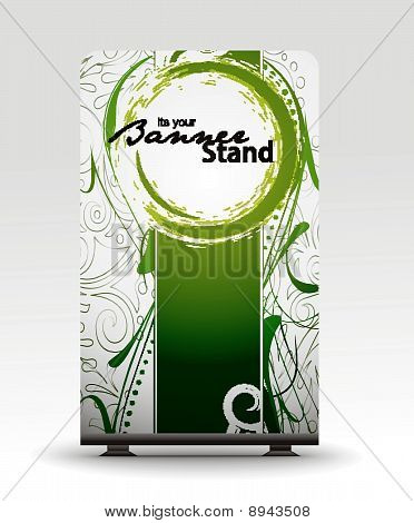 een rolup-display met stand spandoekontwerp sjabloon