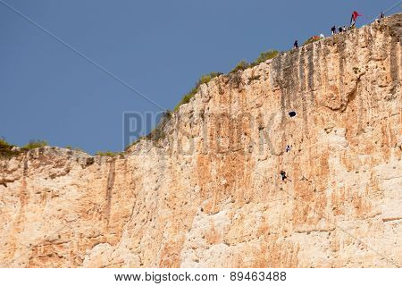 Base Jump In Shipwreck Beach Of Zakynthos Island