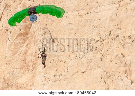 Base Jump In Shipwreck Beach Of Zakynthos Island