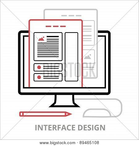Business icons. Interface design. Flat vector illustration. Outlined IT icon for web site.