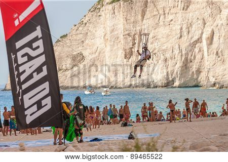 Base Jump In Shipwreck Beach Of Zakynthos Island