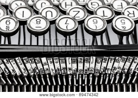 keys of an old typewriter. symbolic photo for communication in former times