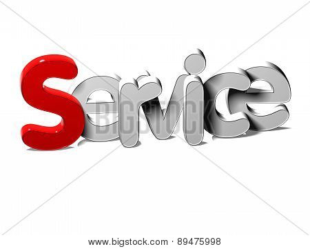 3D Silver Word Service On White Background