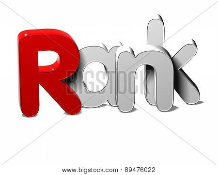 3D Silver Word Rank On White Background