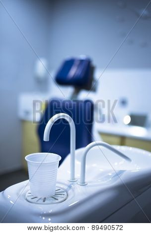 Dentist Water Rinse Cup Tap Filler In Dental Clinic Dentists