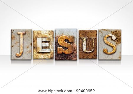 Jesus Letterpress Concept Isolated On White