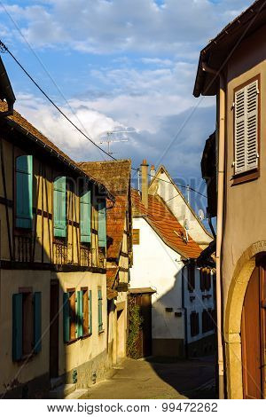 Street View Of Old Tradicional Alsacien Village