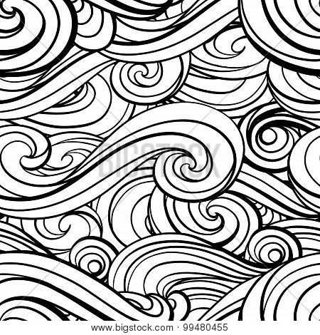 Stylized waves seamless pattern