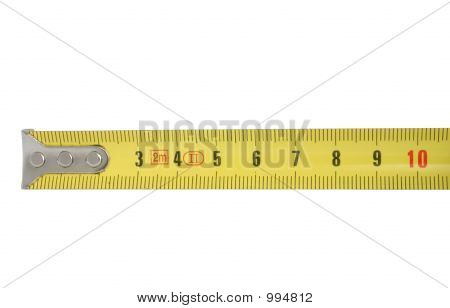 Dix centimètres de ruban à mesurer sur blanc