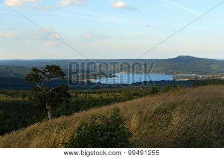 Prisecnice dam fron view Velky Spicak mountain view