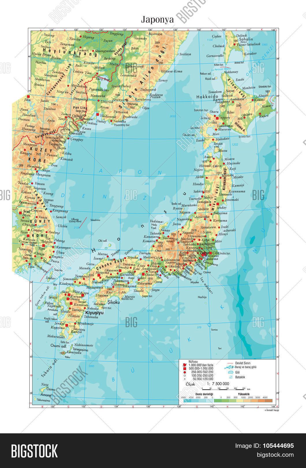 Topographic Map Japan Vector & Photo (Free Trial)  Bigstock