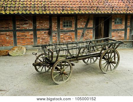The Old Wagon In Barnyard Next At Barn