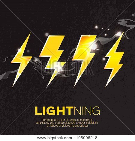 Set of 4 different Lightning bolt symbol.