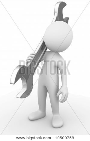 Homme tenant une clé