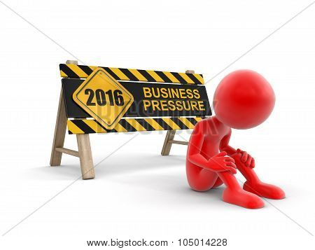 Business pressure sign and man