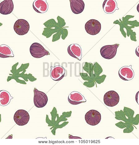 Seamless vector pattern with figs on the light background.