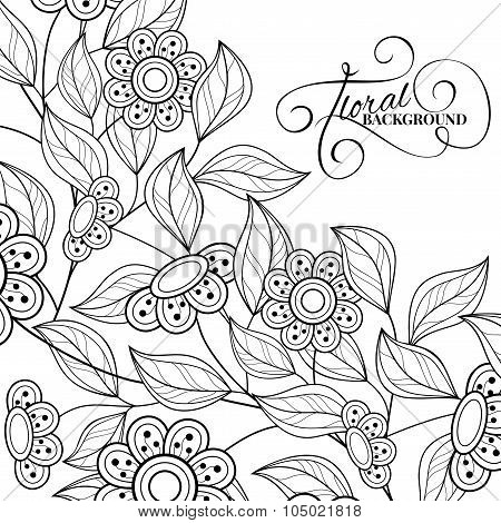 Vector Monochrome Floral Background