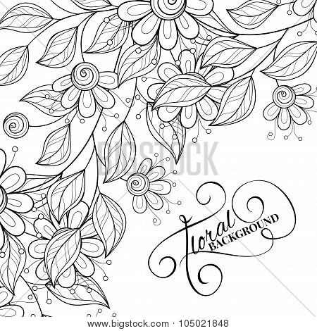 Vector Monochrome Floral Background