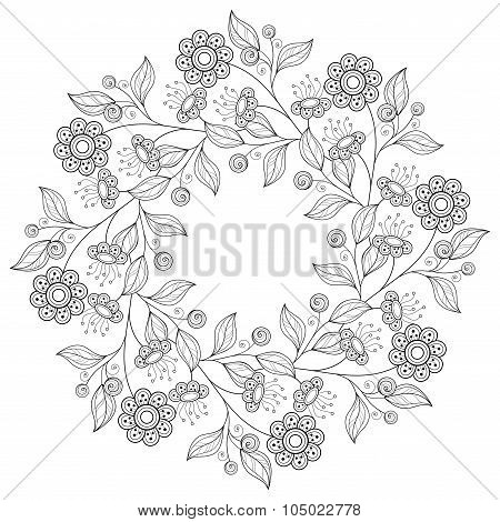 Vector Monochrome Floral Background