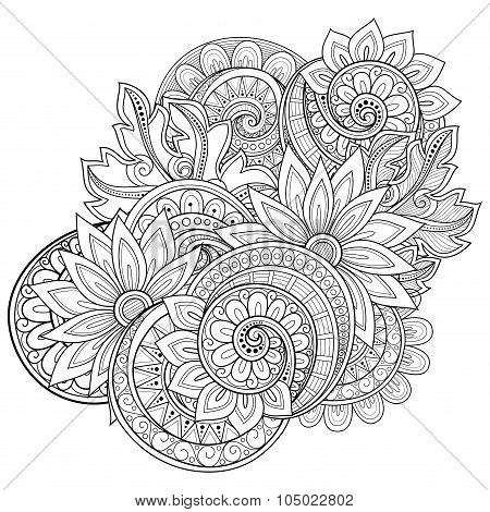 Vector Monochrome Floral Background