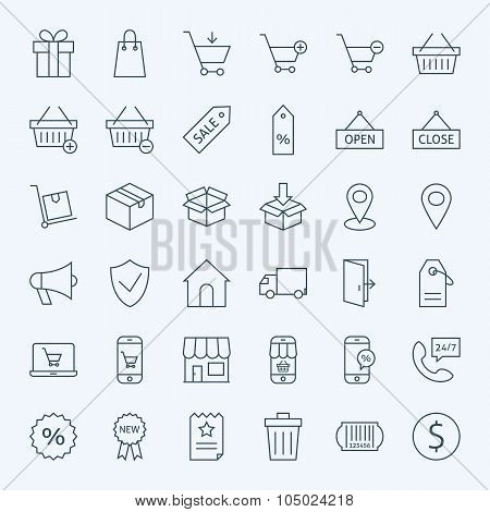 Line Shopping And E-commerce Icons Set