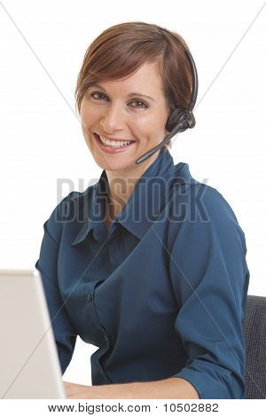 Telemarketer di giovane donna