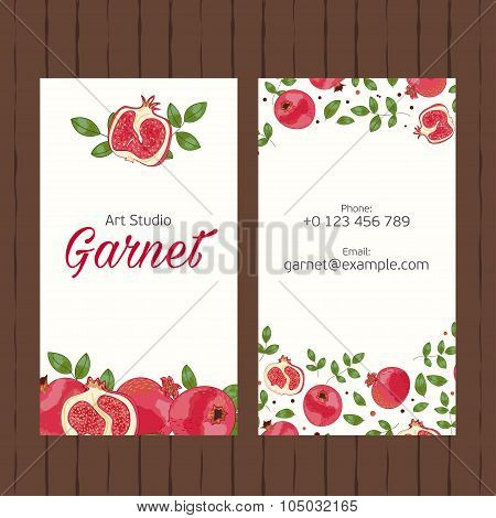 Vector template for business card with garnet.