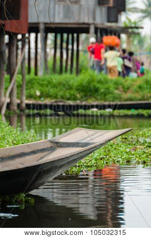 Detail of wood boad at Inle Lake