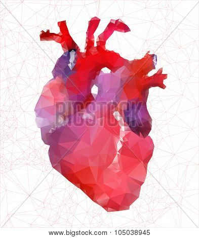 Realistic triangle style heart. Vector illustration.