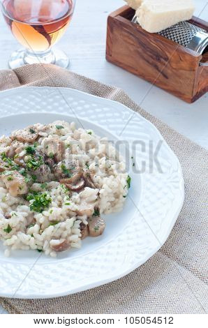 pasta And Rice With Porcini Mushrooms Served With Butter And Parmesan