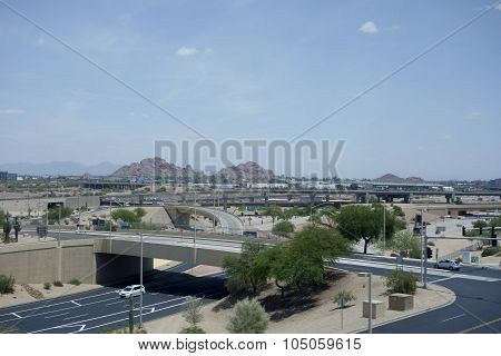 View at Papago Park from Phoenix Airport, AZ