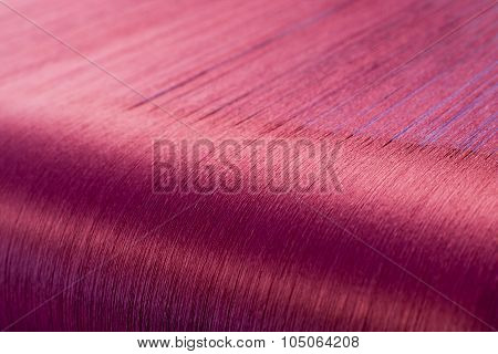 Green Silk On A Warping Loom Of A Textile Mill
