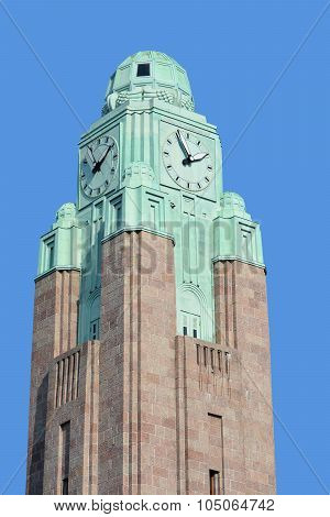 : Clock tower at the Helsinki Central railway station