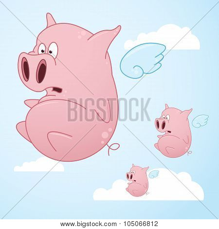 Flying Cartoon Pigs
