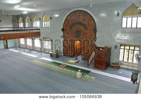 Interior of Kuching Town Mosque a.k.a Masjid Bandaraya Kuching in Sarawak, Malaysia