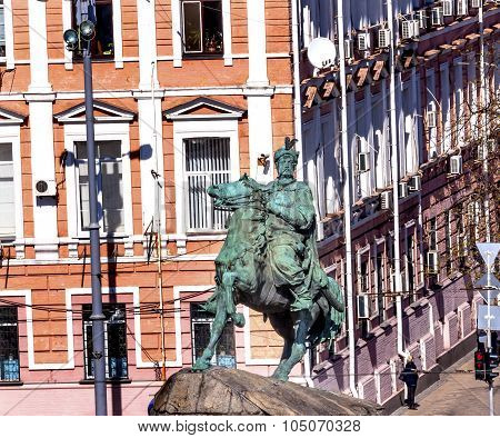 Bogdan Khmelnitsky Equestrian Statue Sofiyskaya Square Kiev Ukraine