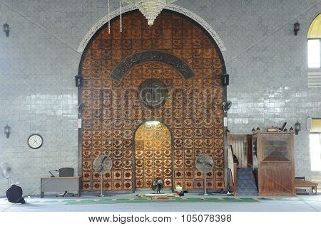 Interior of Kuching Town Mosque a.k.a Masjid Bandaraya Kuching in Sarawak, Malaysia