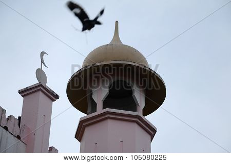 Minaret of Kuching Town Mosque a.k.a Masjid Bandaraya Kuching in Sarawak, Malaysia