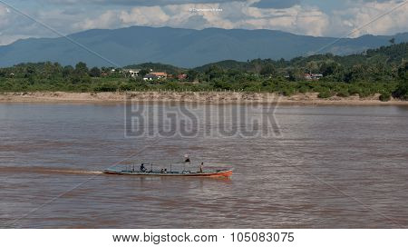 Speed boat on The khong river