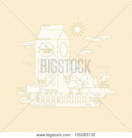 Dairy Product. Farm. Illustration For Advertising, Design And Web.