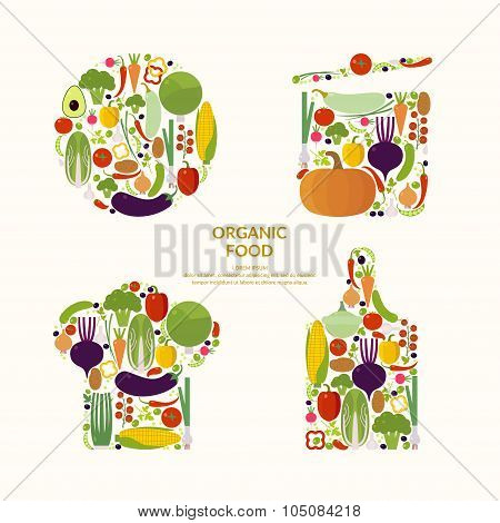 Vegetables. Organic Food. Elements And Icons For Cards, Illustration, Poster And Web Design.