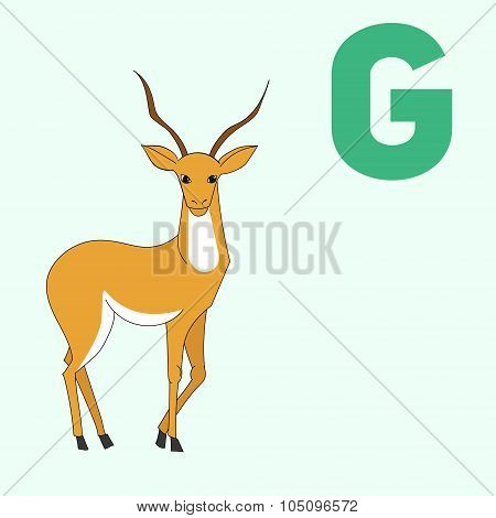 Alphabet letter G gazelle children vector